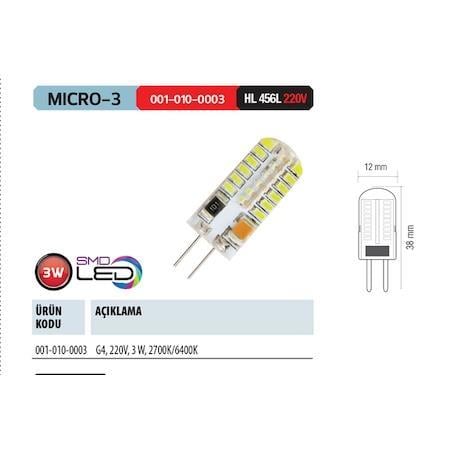 HOROZ MICRO-3 6400K BEYAZ 3W LED AMPUL 0010100003