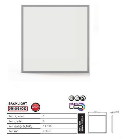 HOROZ BACKLIGHT-40 40W 6500K BEYAZ SMD LED PANEL 0560090040