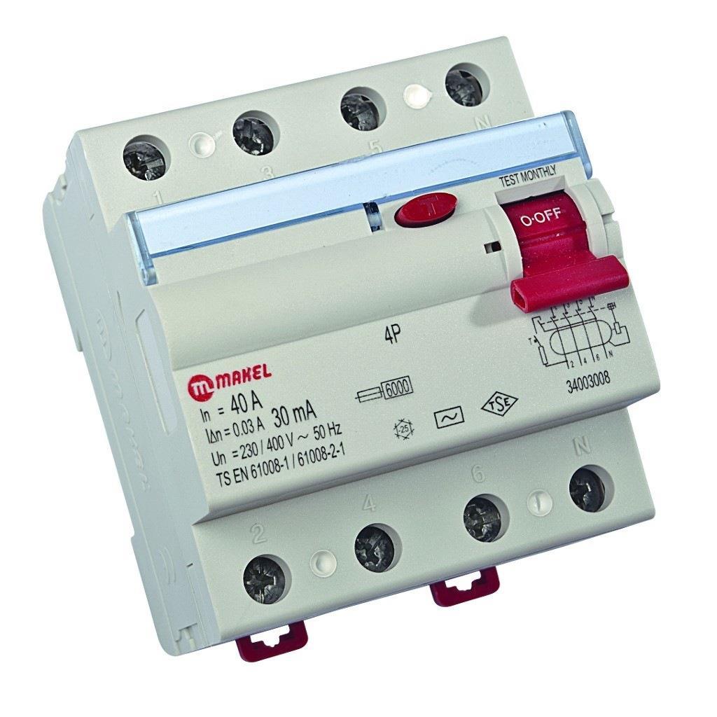MAKEL 4P 40A 300MA KAÇAK AKIM YANGIN KORUMALI ŞALTER